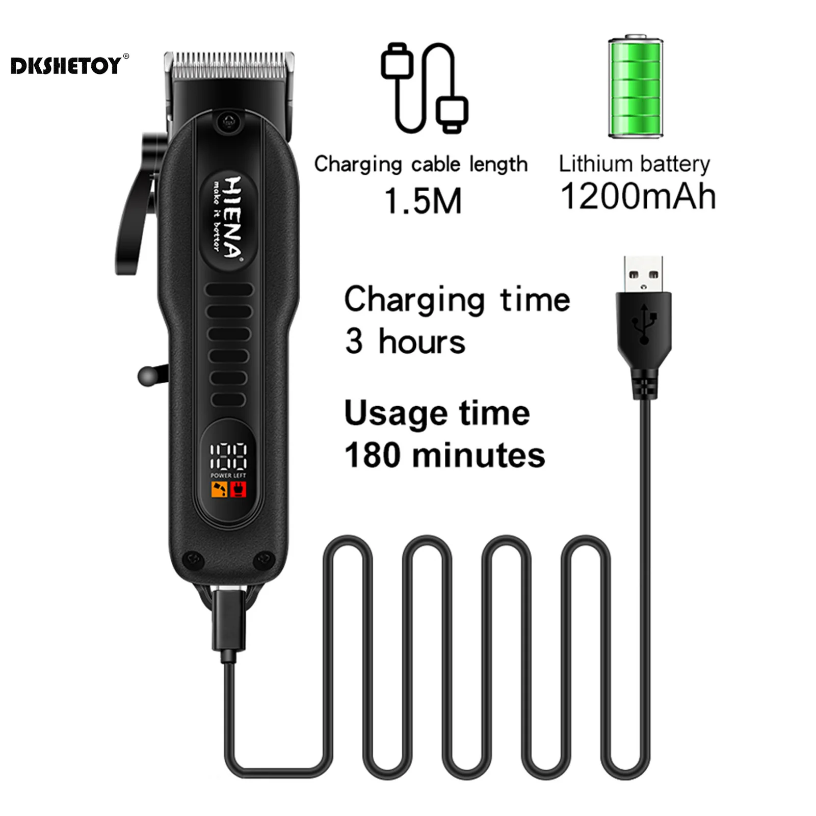 Professional Barber Clippers Digital Display Sharp Blade HYN-222 Electric Clipper for Haircut Beard Shaver Barbershop image 3