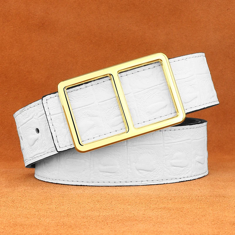 

Designer Belts Men Wide Slide Buckle 3.8cm Genuine Leather Luxury Brand Waistband High Quality Yount Cintos Masculinos