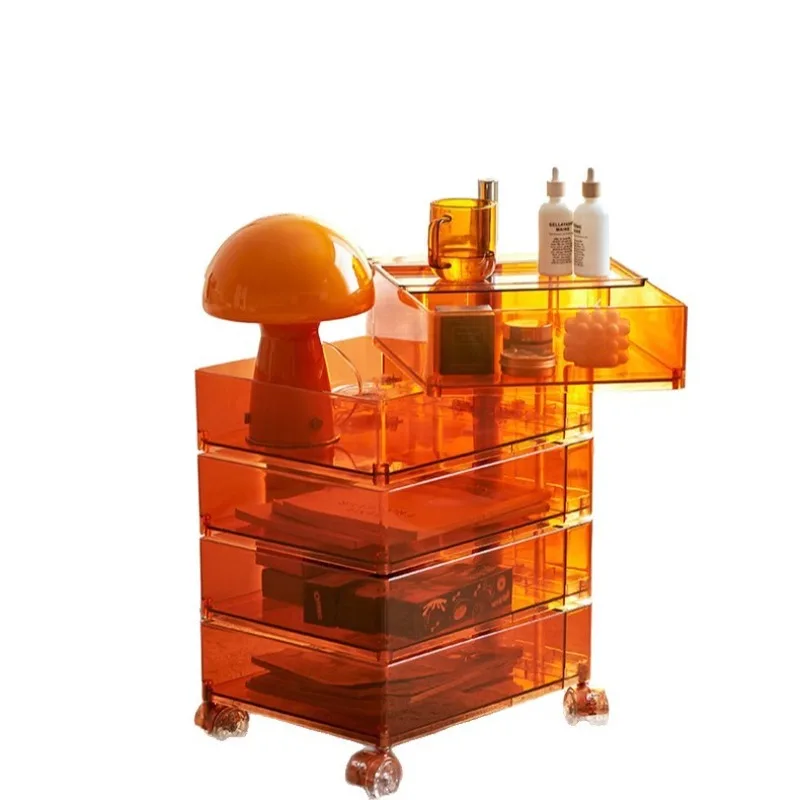 Transparent acrylic storage rotating cabinet, multi-functional movable locker