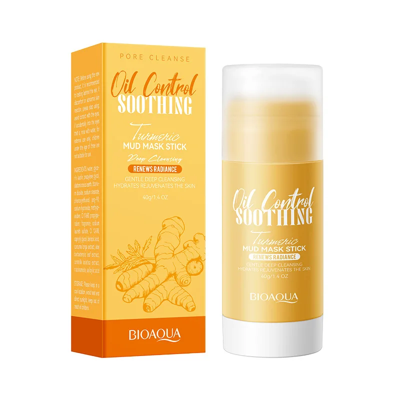 BIOAQUA Rose Turmeric Solid Face Mask Stick Mud Mask Moisturizing Whitening Blackhead Removal Hydrating Facial Care