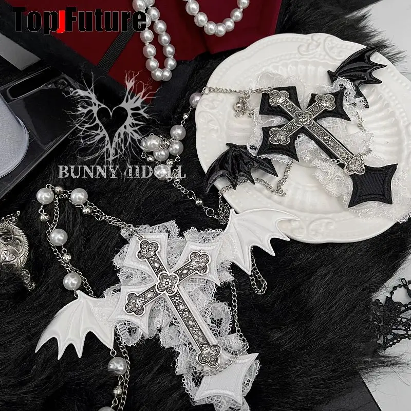 Kobiety koronkowe diabelskie skrzydło spinka do włosów Y2K dziewczyna Harajuku Gothic oryginalne subkultura akcesoria Punk spinki do włosów szpilki szpilka Barrettes