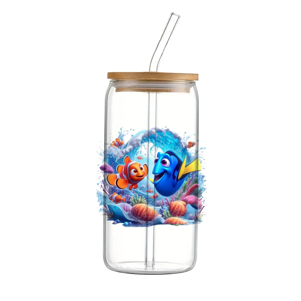 Disney Finding Nemo For Libbey 16oz Can Glass 3D Waterproof UV DTF Coffee Can Wrap Libbey Glass Wrap 11x11cm