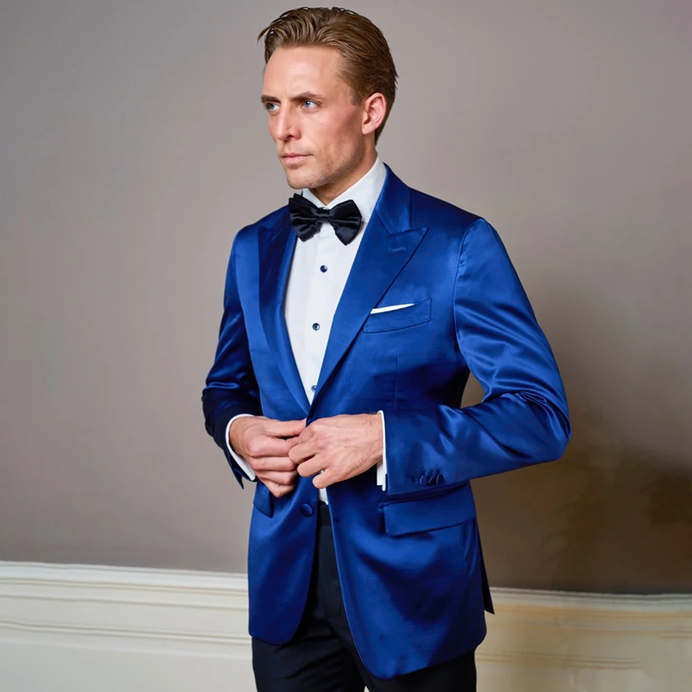 

Высококачественные мужские костюмы для свадьбы 2026 года, индивидуальный пошив, однобортный, с разрезом сзади, приталенный, комплект из 2 предметов: пиджак и брюки, полный комплект (терно)