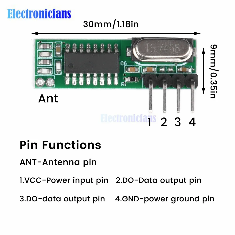 RF Receiver and Transmitter Module DIY Kit 433Mhz Super Outlier RF Module