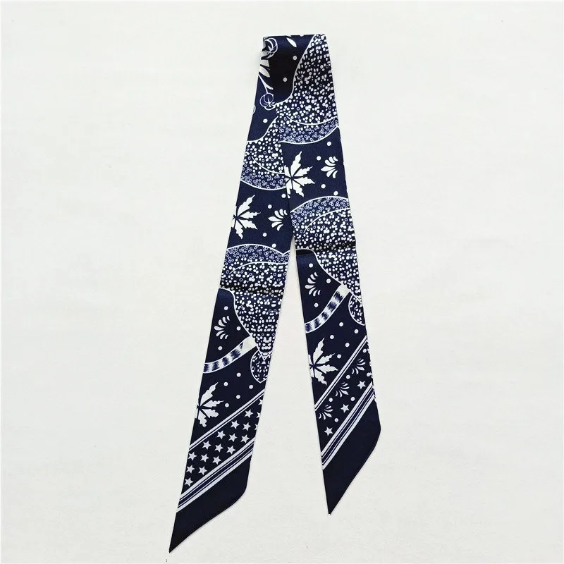 2024 New Design Leopard Brand Silk Scarf Women Hair Scarf Fashion Neckerchief Skinny Scarves For Ladies Bag Ribbons Womens Tie