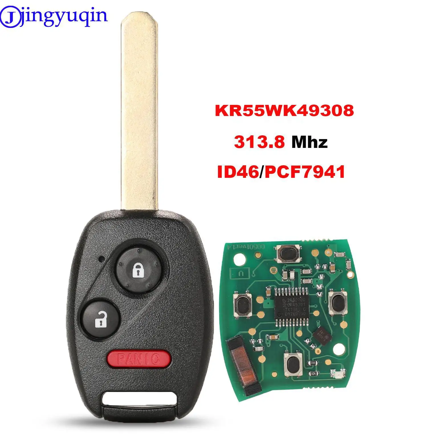 

jingyuqin FSK ID46 KR55WK49308 313.8MHz Remote Key For Honda Accord Element Pilot CR-V HR-V Fit Insight City Jazz Odyssey Fleed