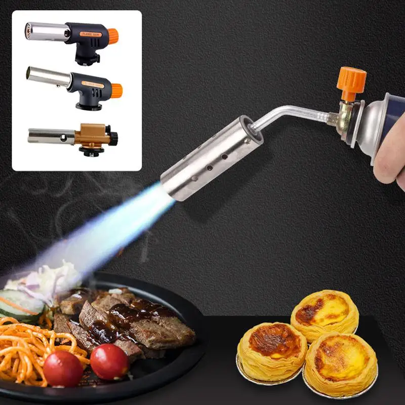Butane Gas Torch Adjustable Flame Refillable Blow Torch for Searing Cooking BBQ Kitchen Chef Tool