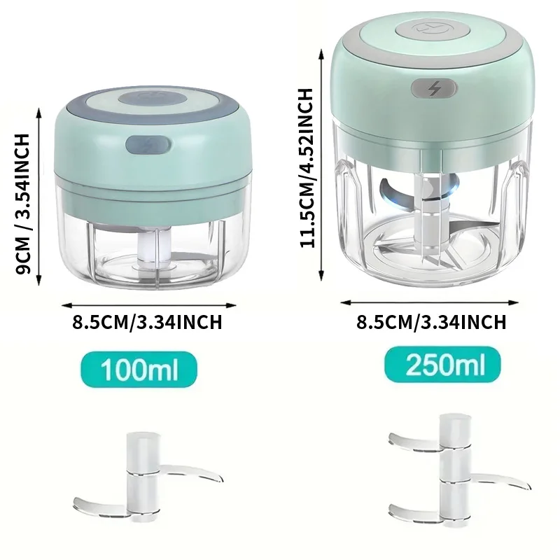 Multifunctional Electric Garlic Chopper 100/250mL Portable Vegetable Grinder Onion Mixer Mashing Machine for Kitchen