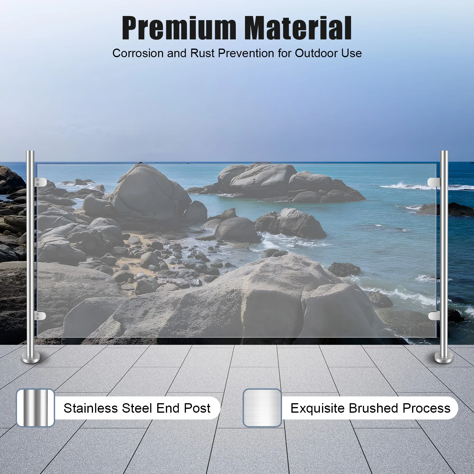 Silver Cylindrical End Post Premium 304 Stainless Steel - Brushing Process For Corrosion/Impact Resistance, Ensures Stable