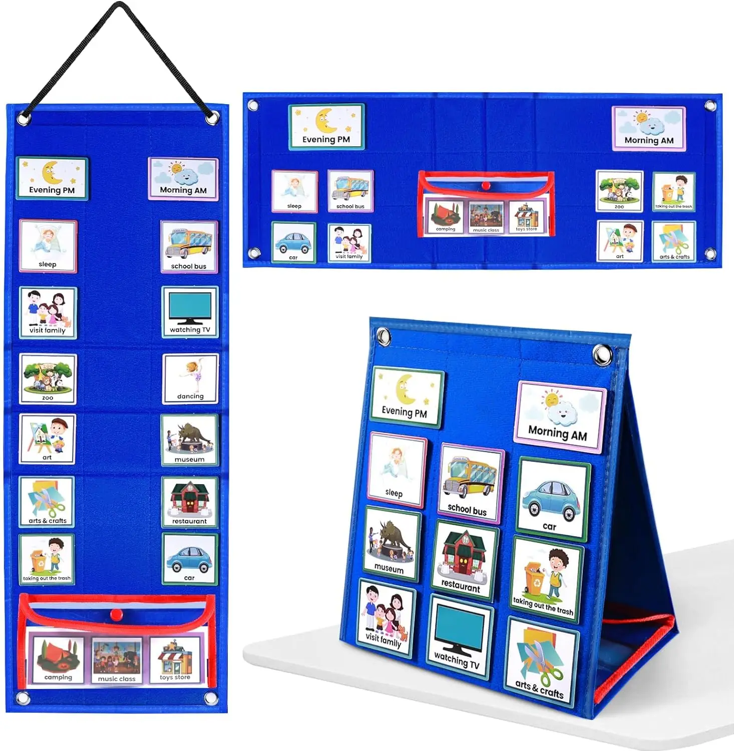 Visual Schedule Chart for Kids 3 in 1 Daily Chore Chart With 70 Cards Autism Learning Materials for Home School