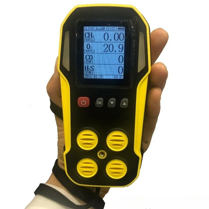 4 gas Monitor for confined space, Portable multi 4 gas meter oxygen detector  H2S CO and LEL gas analyzer
