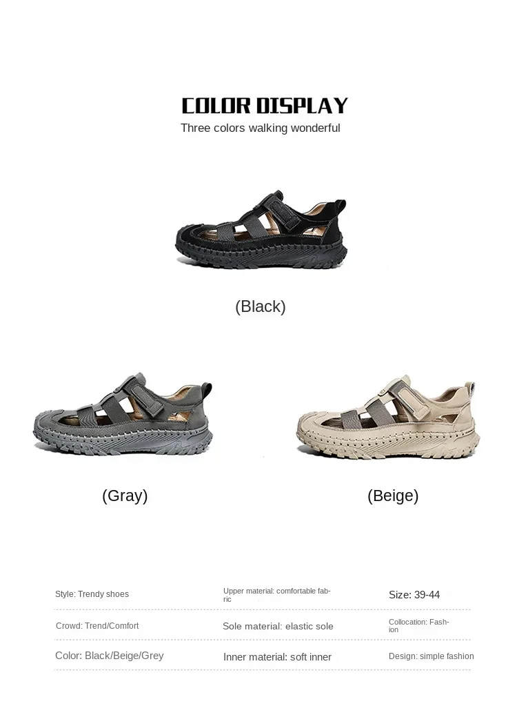 Fashionable Summer Casual Men's Sandals Outdoor Hollow-out Stitching Breathable Slip-on Shoes Beach Travel Comfortable Footwear