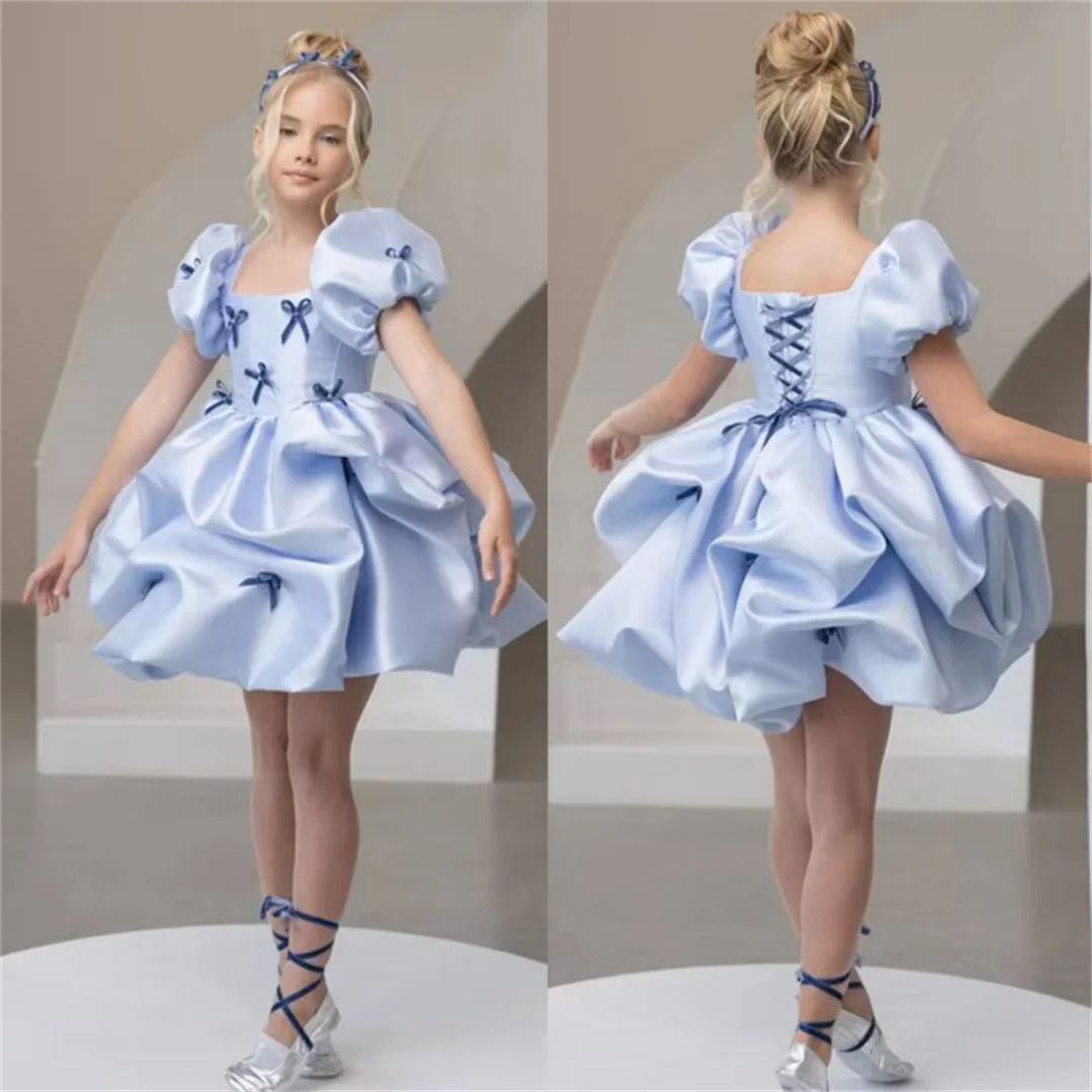 فستان فتاة الزهور باللون الأسود والأحمر مخصص للأميرة وأعياد الميلاد وحفلات أعياد الميلاد للفتيات الصغيرات فستان التواصل الأول