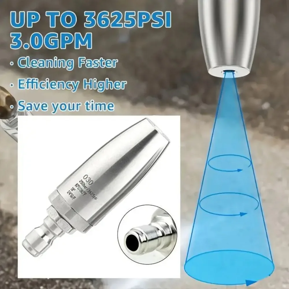 25/35/40/55mm High Pressure Car Wash Nozzle Stainless Steel 360° Rotating Lotus Tip Rust Remover Quick Connect Fitting