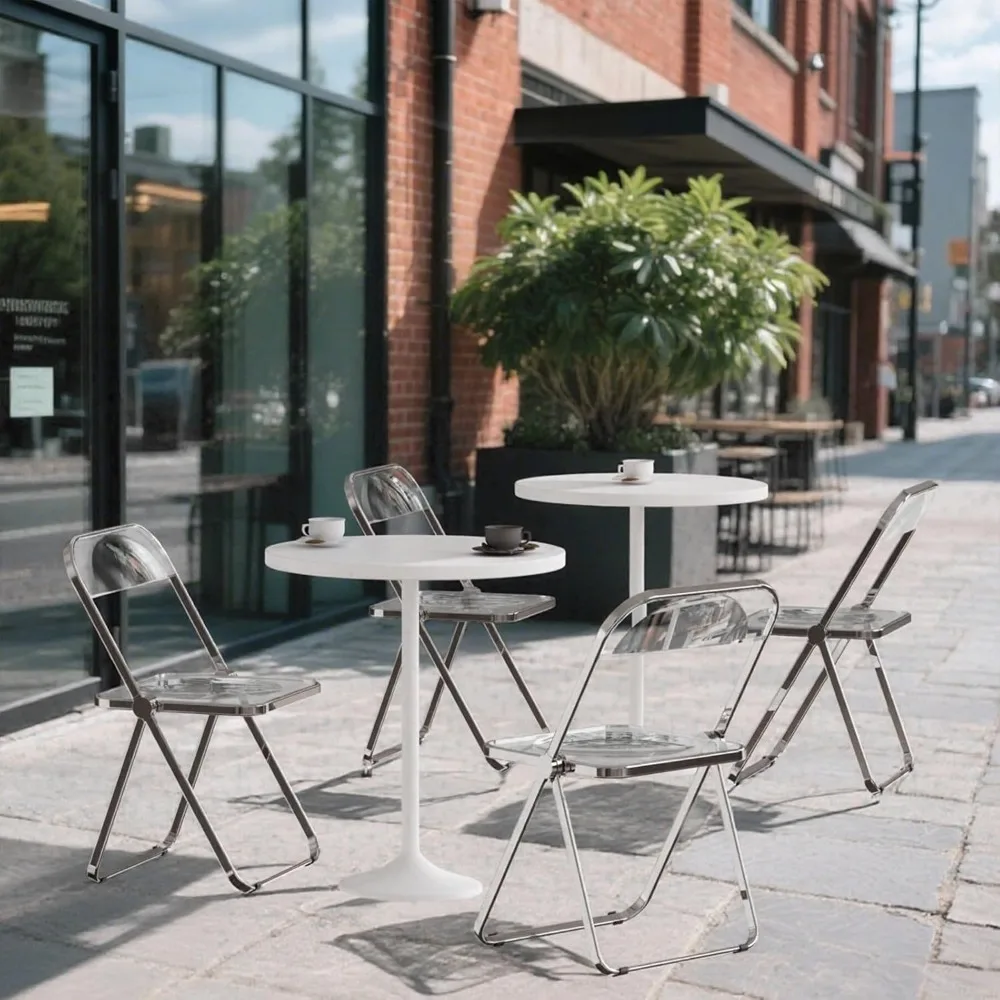 Clear Acrylic Folding Chairs Set of 12, Elegant Modern Design with Metal Frame, Portable Comfortable Transparent Plastic Chairs