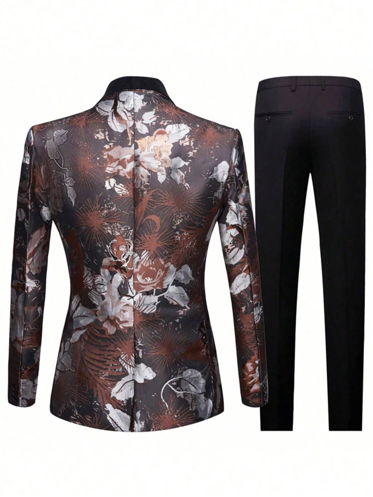 ชุดสูทผู้ชายทรงเข้ารูปสามชิ้น กระดุมเดี่ยว แบบทักซิโด้ เหมาะสำหรับงานแต่งงาน งานเต้นรำ และงานเลี้ยงอาหารค่ำ (เสื้อ+เสื้อกั๊ก+กางเกง)