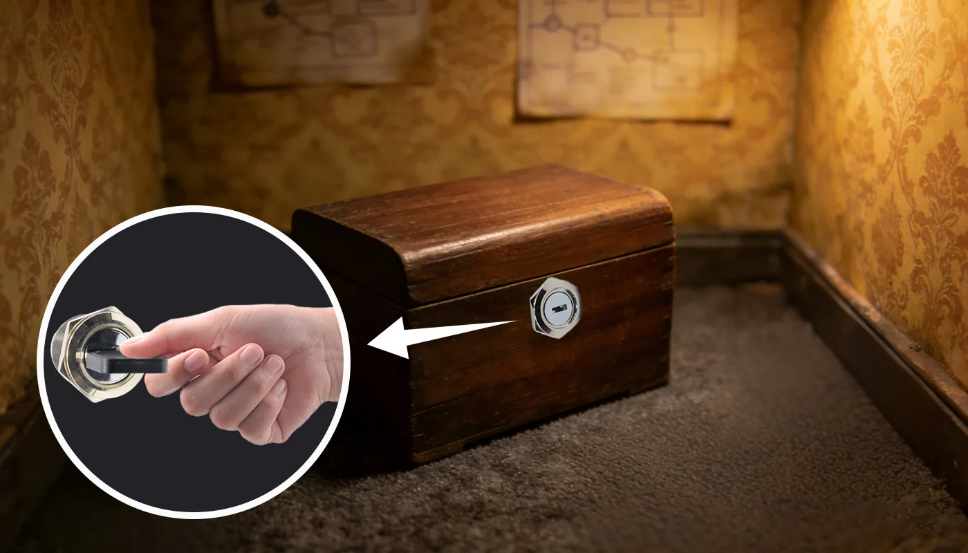Mysteriöse Studio-Escape-Room-Requisite, Mechanismus-Requisiten für Fluchtspiele, elektronischer Puzzle-Schlüsselschalter, 1987, hervorragendes GY – Detail 3
