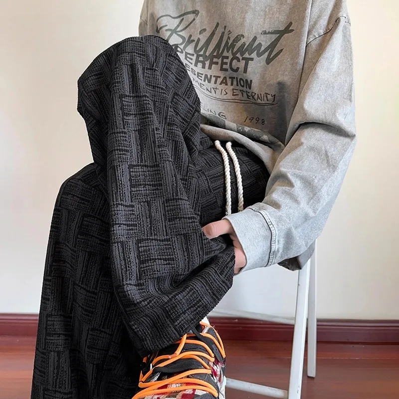 

Men's Fce Lined Thiened Casual Pants Loose Straight Leg Wide Leg Trousers for Autumn Winter Comfortable Loose Fit Jeans