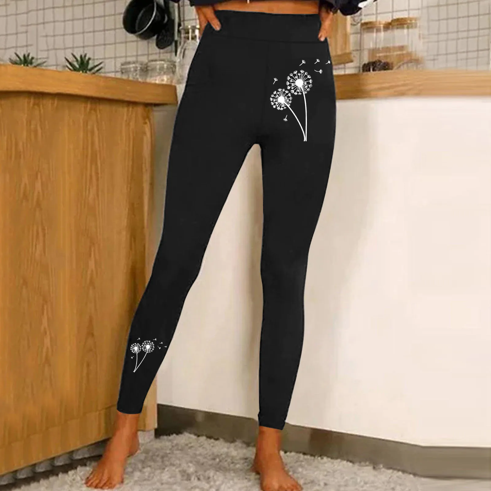 Pantalon de yoga serré pour femme, leggings de sport à imprimé floral, pantalon de jogging, pantalon de poche, mode décontractée