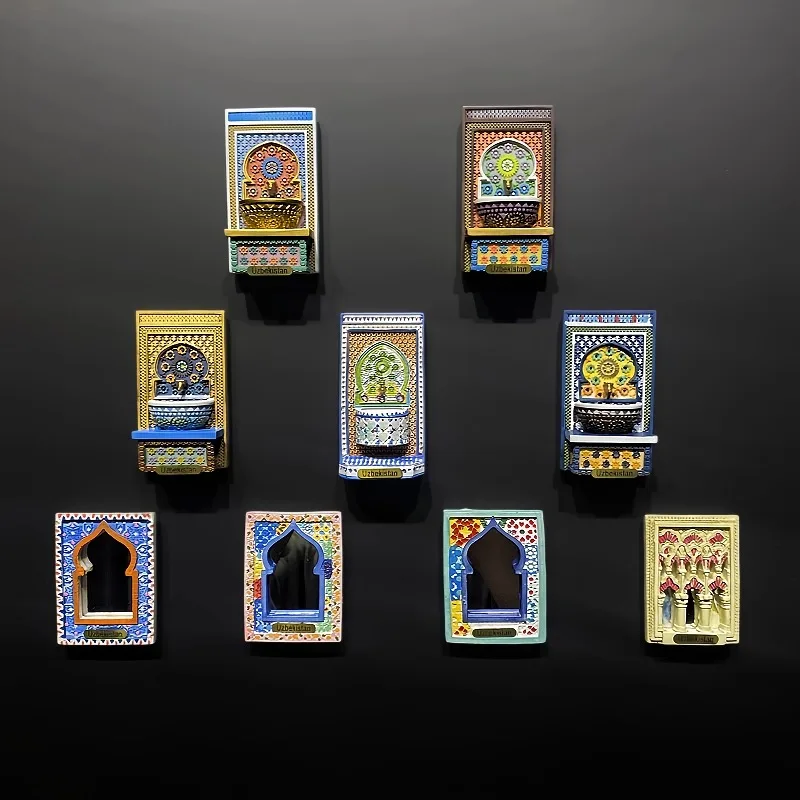 Uzbekistan 3D Fridge Magnets Tourism Souvenir Handicraft Resin Refrigerator Magnets Sticker Collection Gift Home Decoration