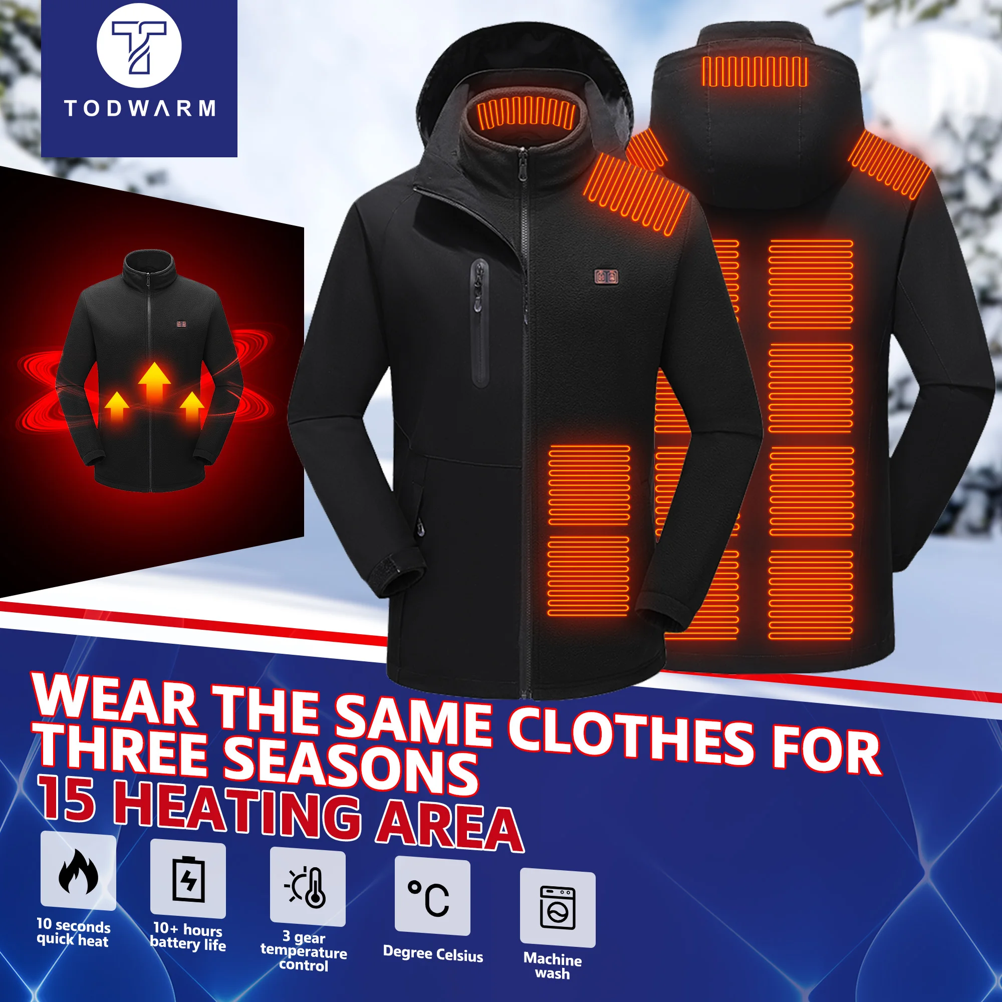 Heated Jacket Winter Heating Motorcycle Jacket USB Electric Heating Jackets Camping Warm Heated Clothes Skiing combat jacket