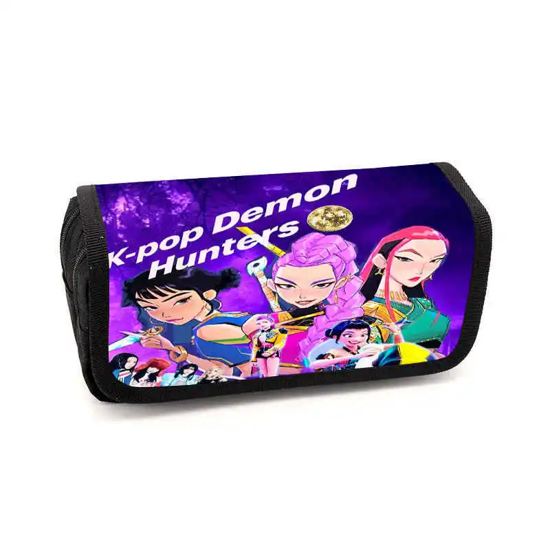 Kpop Demon Hunters Fully Printed Flap Pen Bag Stationery Box Pencil Case Primary and Secondary School Student School Bag Cartoon. กระเป๋า