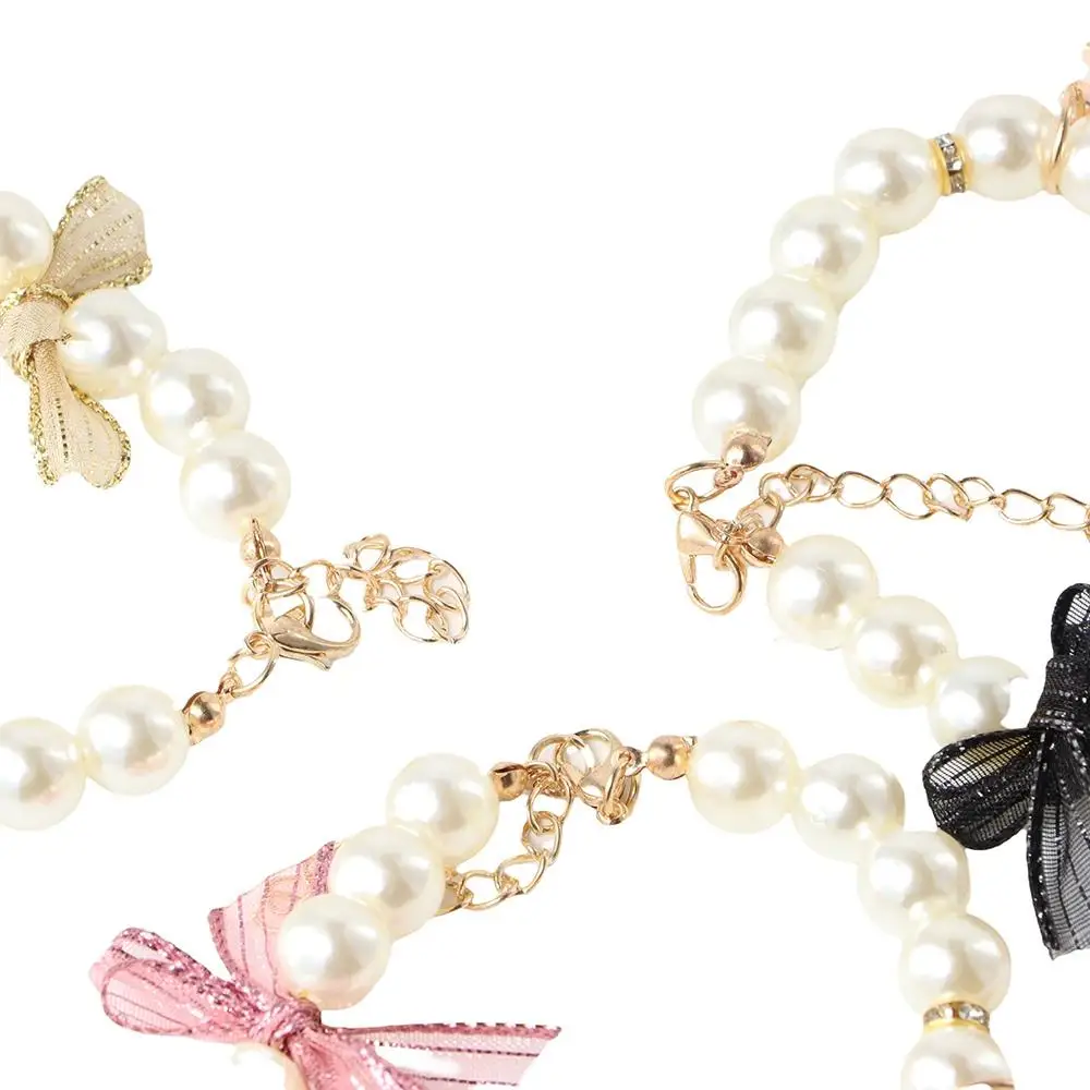 مجوهرات الزفاف الاشياء الحلو جرو اكسسوارات الأميرة اللؤلؤ الكلب سلسلة القوس طوق الحيوانات الأليفة الياقات القط قلادة مجوهرات