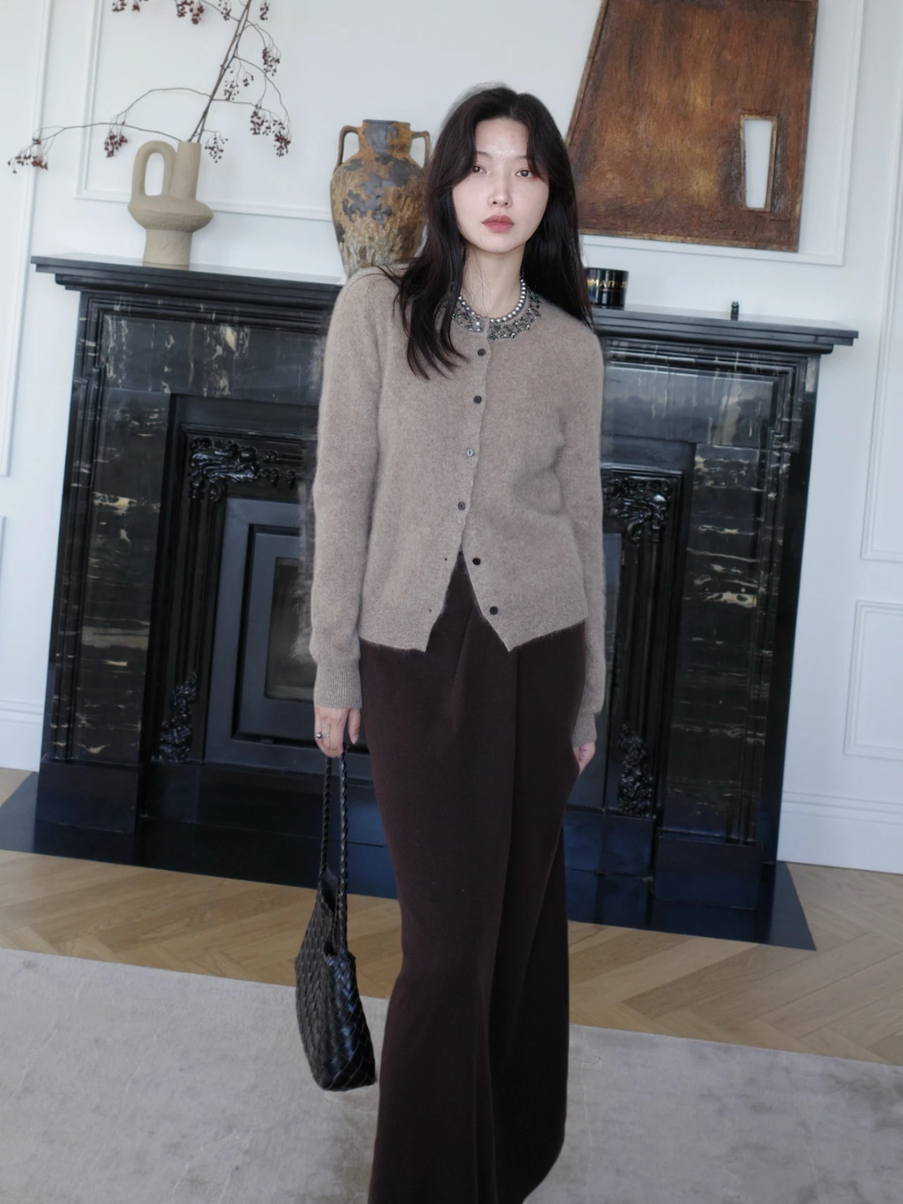 

Женский вязаный кардиган LadyChi из камвольной шерсти с воротником-стойкой и длинными рукавами, премиум-класса