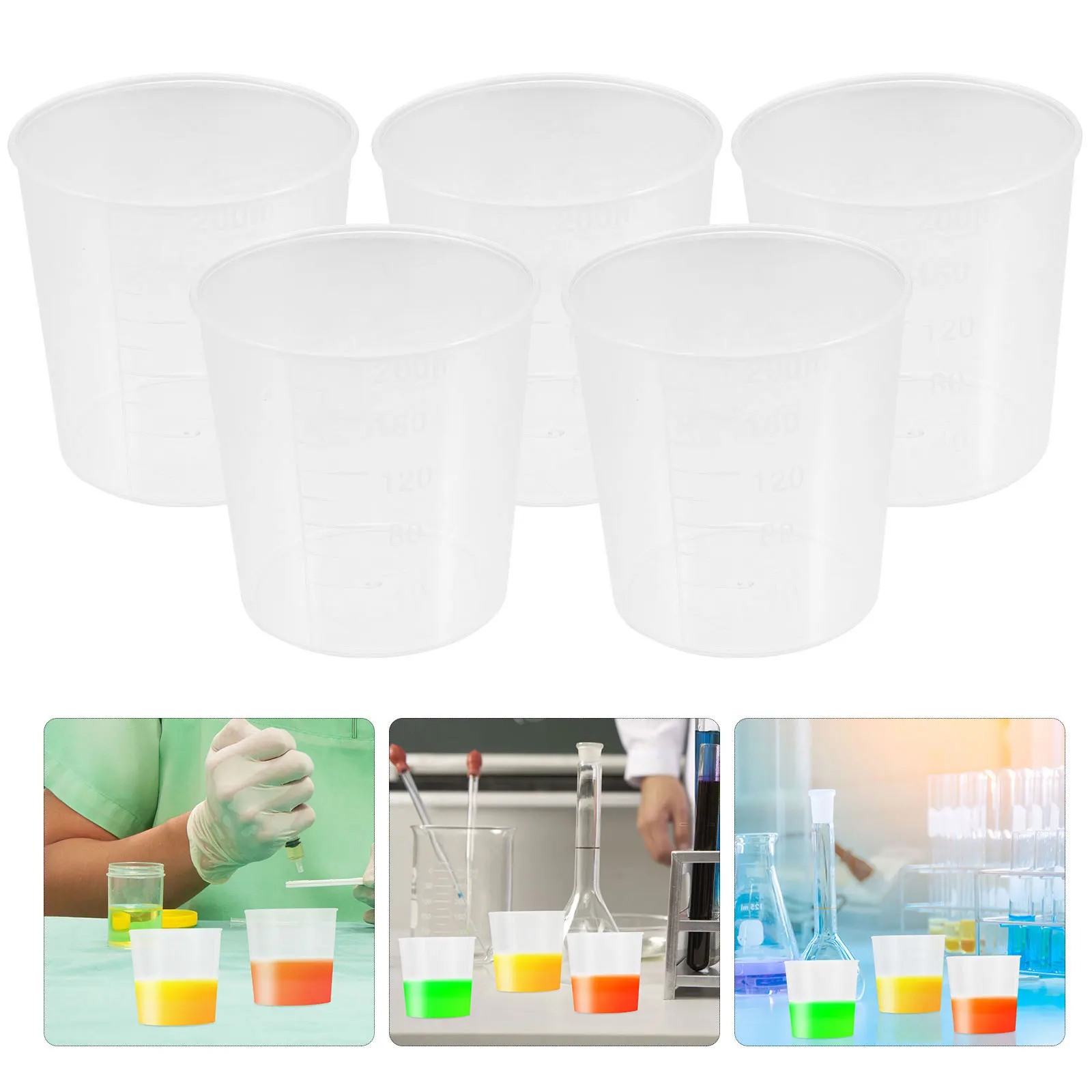 

20Pcs Transparent Measuring Cups Clear Scale Cups 200ml Accurate Graduated Liquid Solid Measuring Storage Kitchen Laboratory