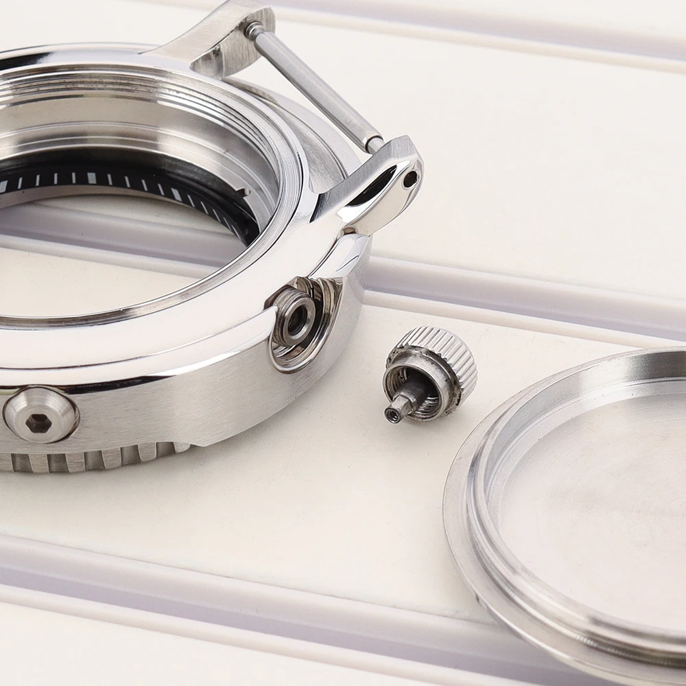 10ATM Taucher 43mm Uhrengehäuse Wasserdicht Saphirglas Für NH35 NH36 NH34/38 Uhrwerk Modifiziertes Tuna Canned Gehäuse C3 Glas Lünette – Detail 9