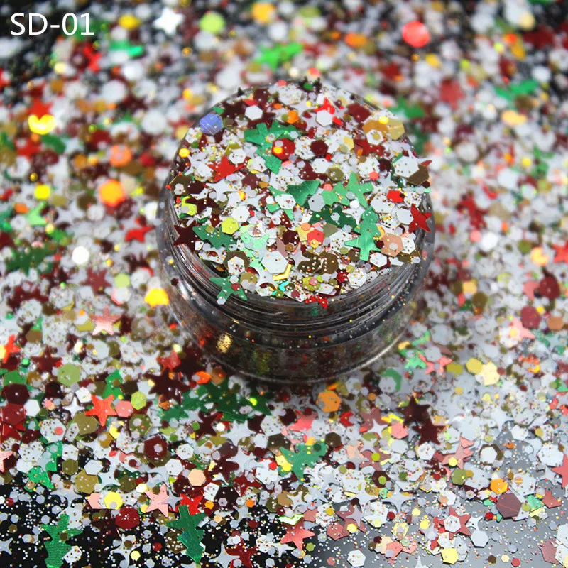 Christmas manicure sequins  (10g) for Resin Craft DIY  Snowflakes Star Christmas Tree Party Supplies Scene Decoration