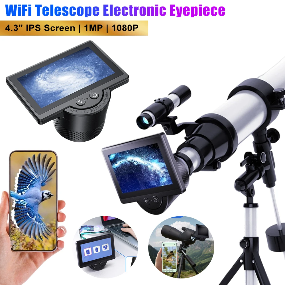 4.3Inch WiFi Telescope Eyepiece 1MP 1080P IPS Display Electronic Camera Digital Eyepieces For Astronomical Telescope Accessories