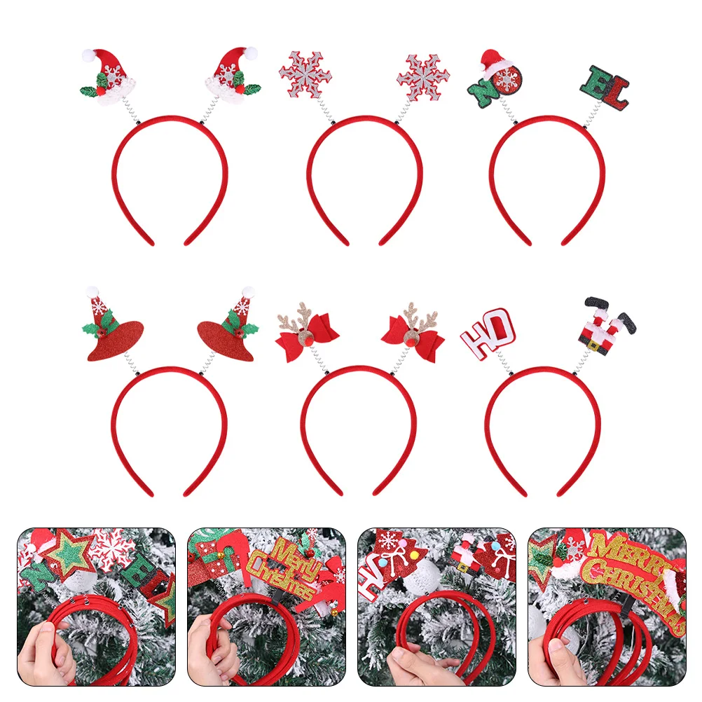 

6pcs Headb s s Smooth Durable Plastic Felt Christmas Party Favor Metal Party Favor Xmas Performance Hair Hoops Gifts