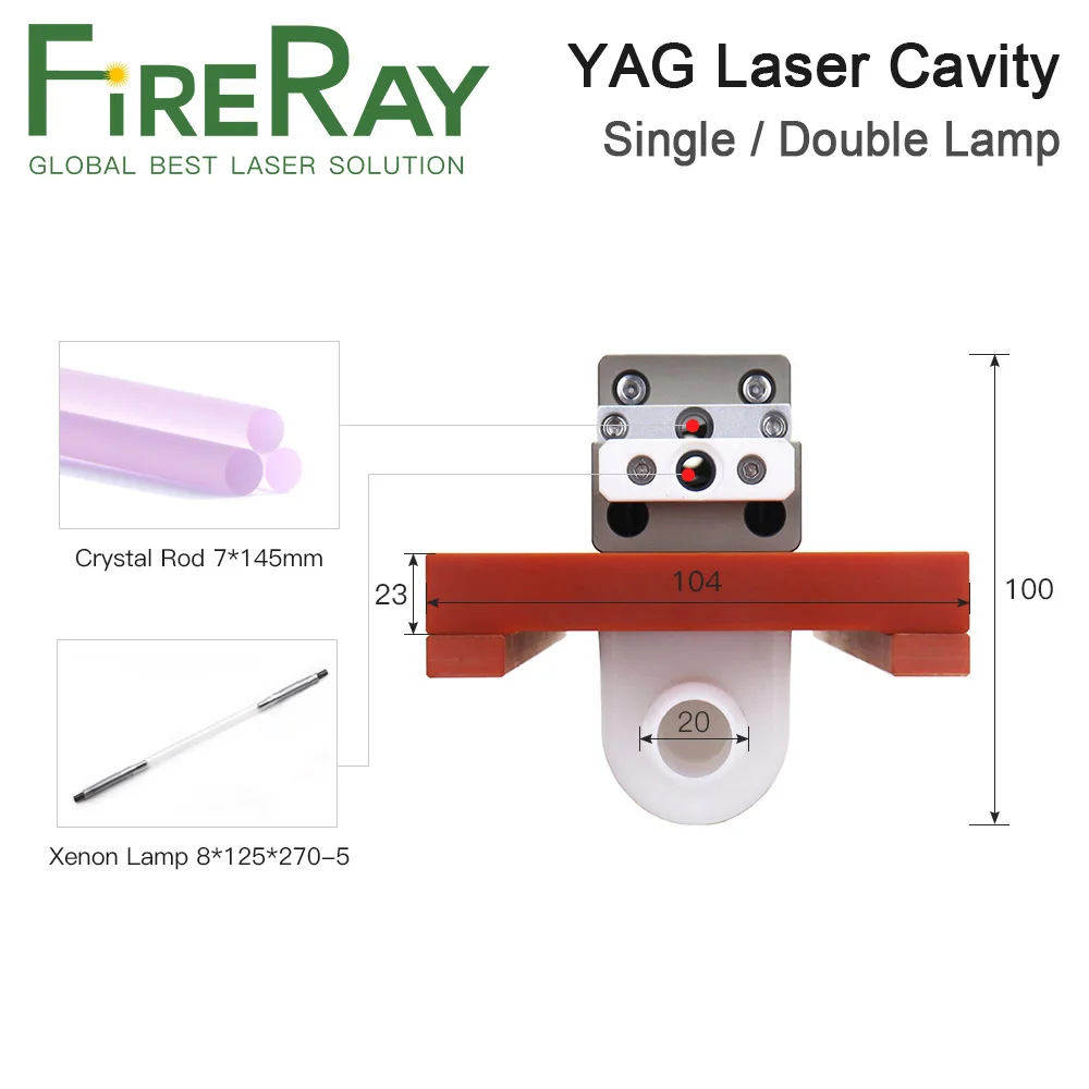 FireRay YAG تجويف الليزر مصباح واحد تجويف السيراميك مصباح زينون 8x125x270 مللي متر كريستال قضيب 7*145 مللي متر لآلة لحام الليزر YAG