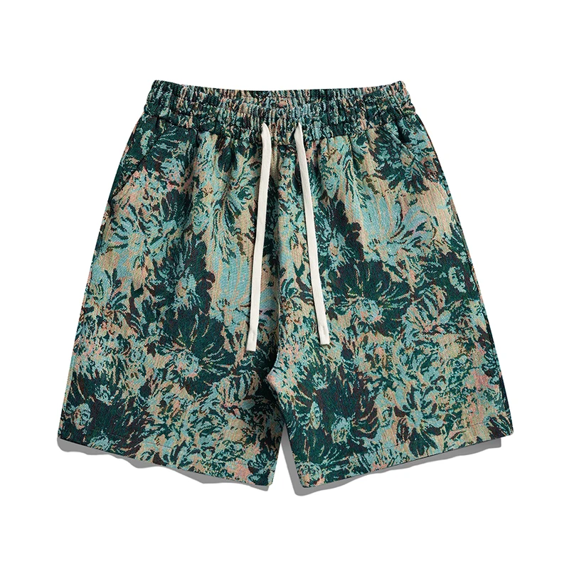 Neue Sommer Herren Stil mittlere Taille lose elastische Krawatte Blumen drucken Freizeit hose klassische Mode Pendler All-Match-Shorts