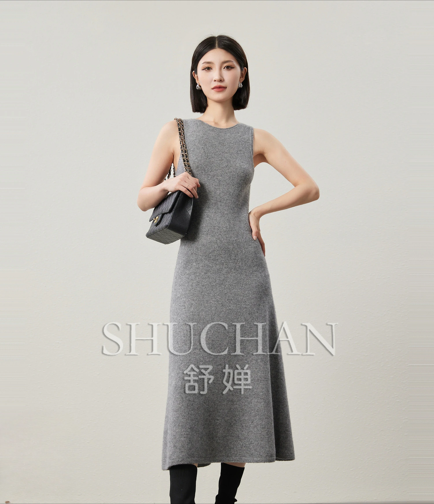 95.3% Wool Slim Tank Dress Women New Quiet Luxury Long Vest Knitted Dress 2024 New Vestidos De Mujer