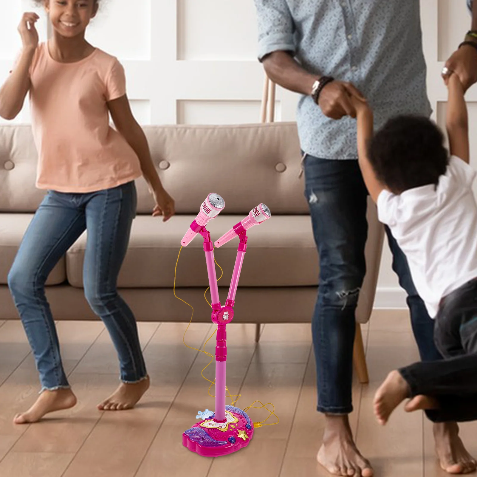 어린이용 노래방 기계 휴대용 미니 마이크 스탠드 듀얼 마이크 유아용 조기 교육 소녀 음악 오락