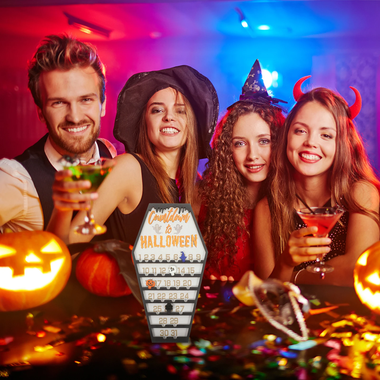 

1pc Halloween Countdown Advent Calendar Decor Festive Home Holiday Halloween Decorations Coffin Countdown Calendar Wall Gift