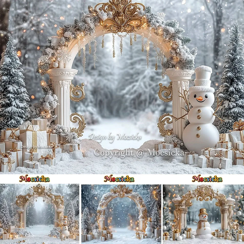 

Зимний фон для фотосъемки с изображением страны чудес и заснеженного леса