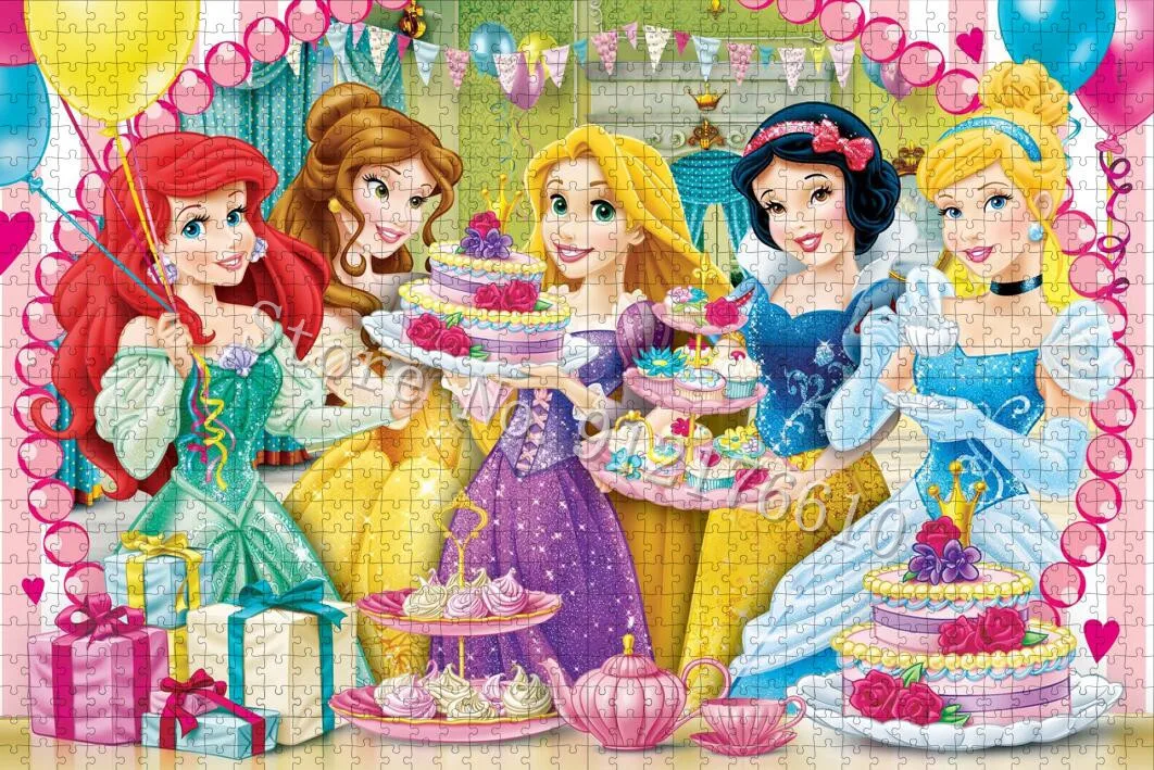 Disney Princess Party Jigsaw Snow White Mermaid Ariel Cinderella Family Game Decompress Educational Puzzle for Adult Gifts