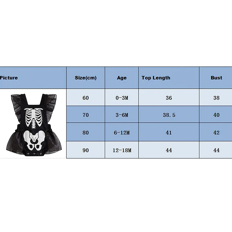 Baby Clothing Girl Romper Overalls Casual Halloween Skeleton Print Ruffles Jumpsuit for Newborn Cute Clothes