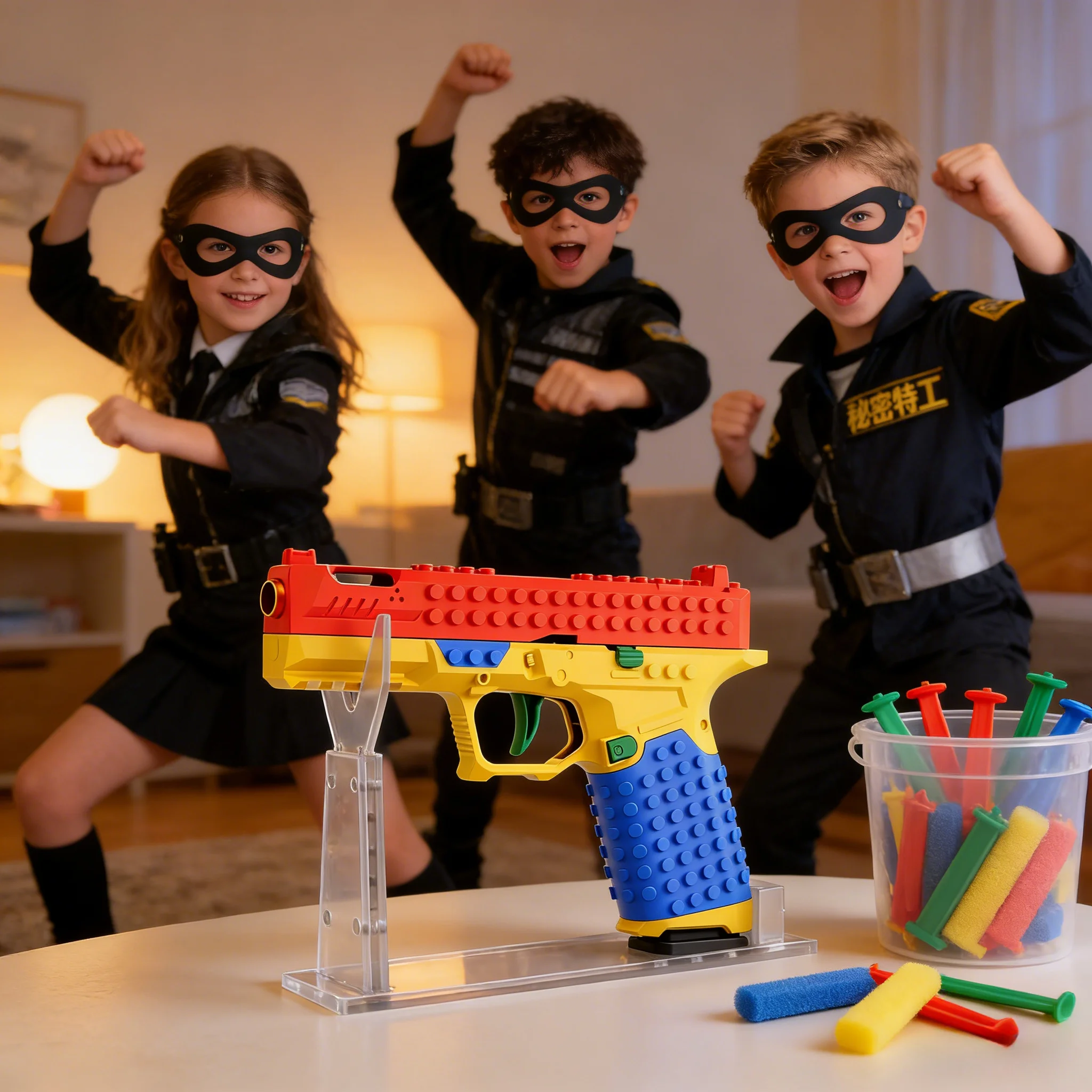 Blocos de construção modelo SIG17 (70 + peças) - lançador de bala macia de montagem DIY, brinquedo de construção educacional, presente de feriado de aniversário