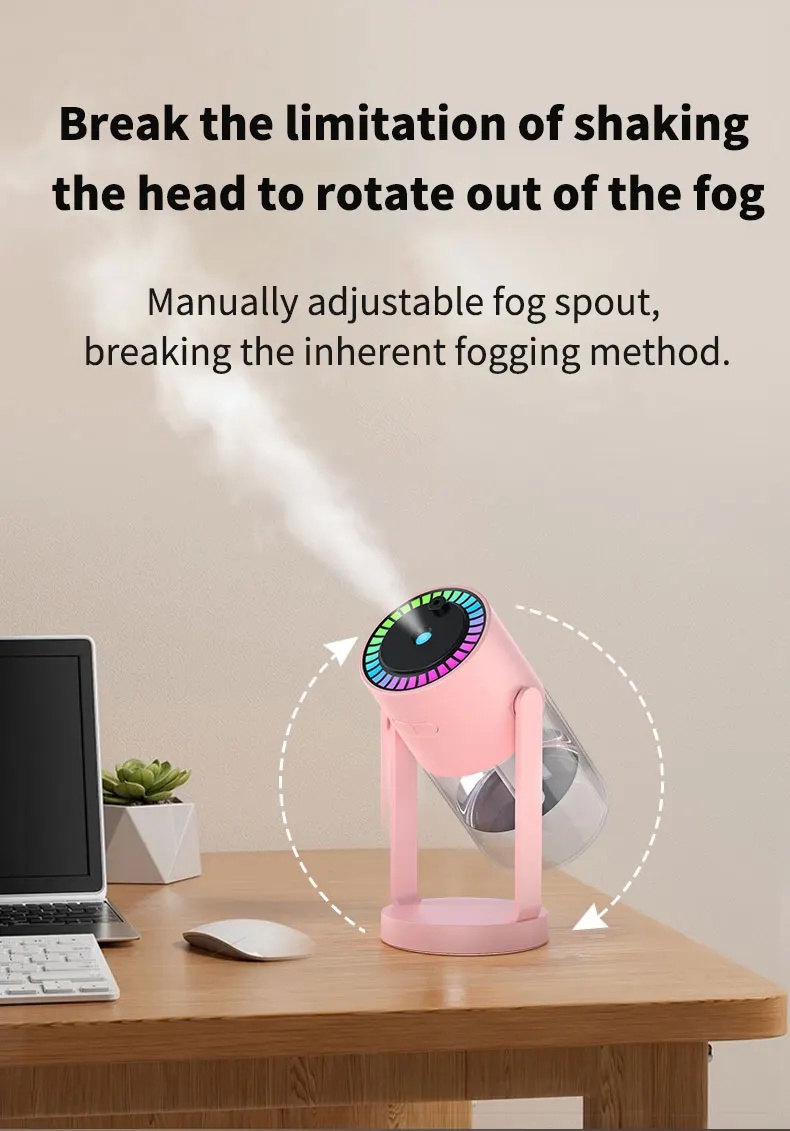 Shakes Head Desktop Tragbarer Luftbefeuchter Neue Projektion Sternenhimmel Top USB Heavy Fog Fahrzeug Neue rotierende Aromatherapie-Maschine – Detail 3