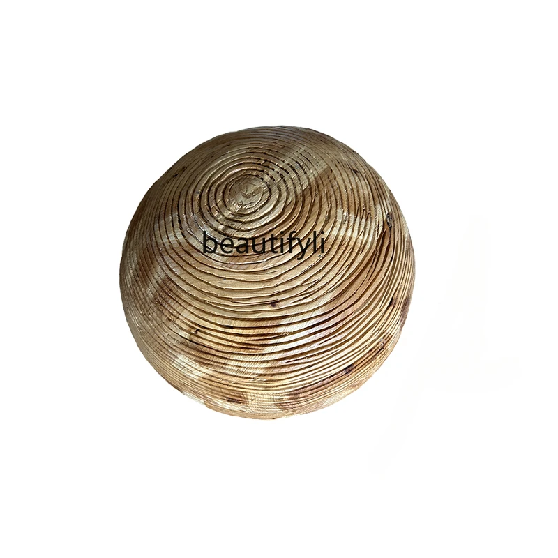 

Solid Wood Carving Ball Sculpture Hotel Lobby Floor Ornaments Large Soft Decoration Art Decorations decoration