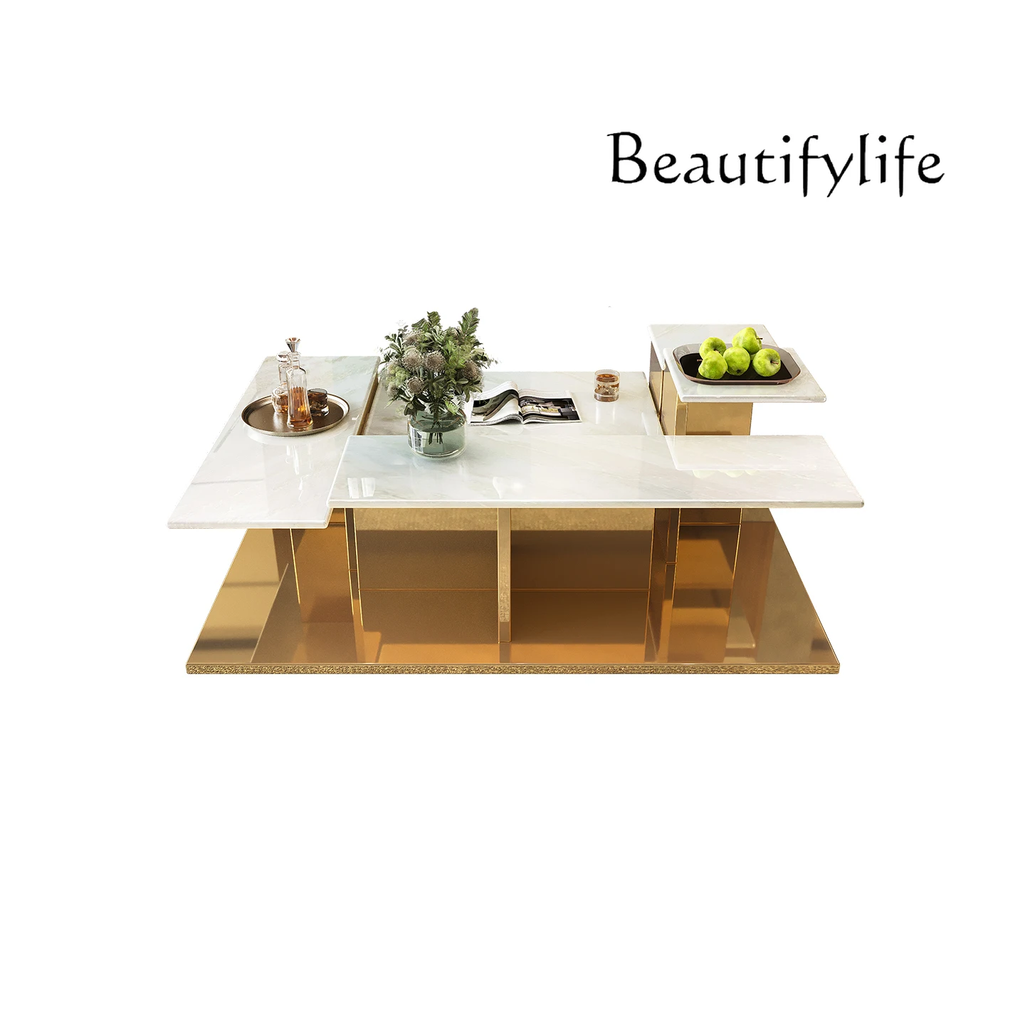 

Natural luxury stone high-end customized coffee table haute couture modern large coffee table private custom furniture