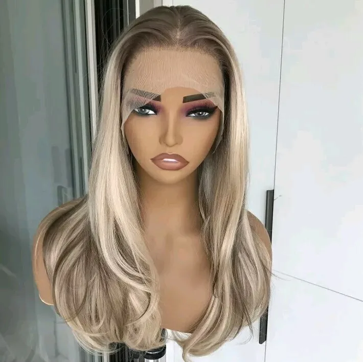 يسلط الضوء على مزيج الجزء الحر من الدانتيل الأمامي عالي الدقة باللون الأشقر القذر X Brown