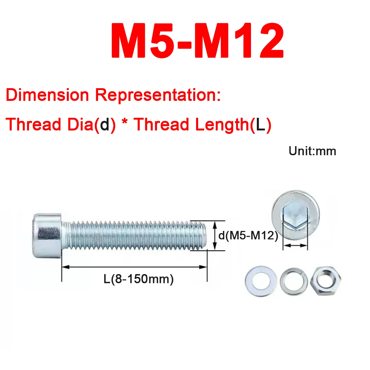 

M5M6M8 Grade 8.8 Galvanized Round Head Hexagonal Bolt Nut Flat Washer Spring Washer Combination