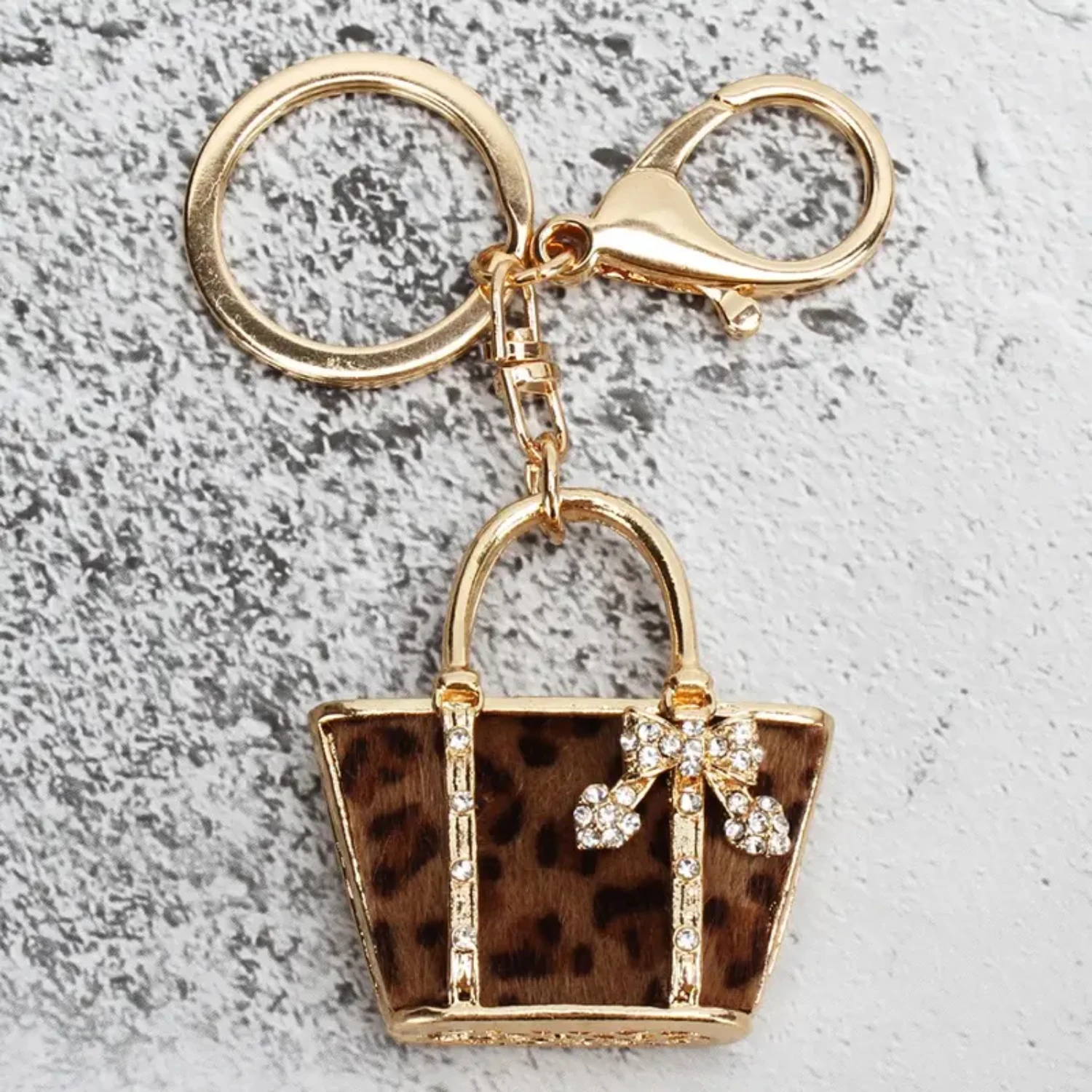 Leopard Pattern Bag Shaped Keychains Pendant, Stylish Key Accessories for Women, Golden Color, Perfect Handbag, Wallet, Phone Ke