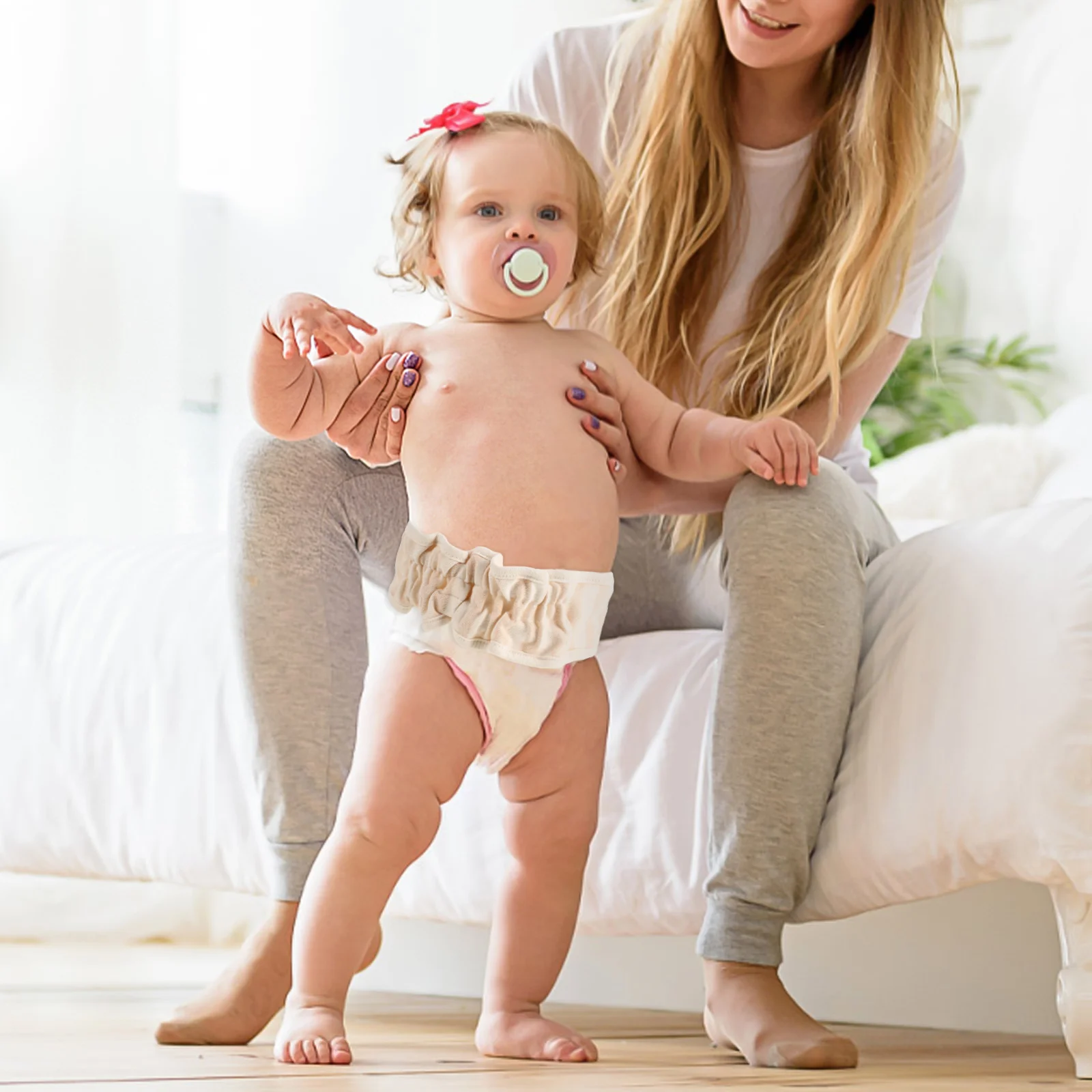 حامي الحبل السري حزام بطن الطفل قابل للتعديل لينة القطن حفاضات ملحق فتق حزام داعم الوليد غطاء أزرار البطن #3