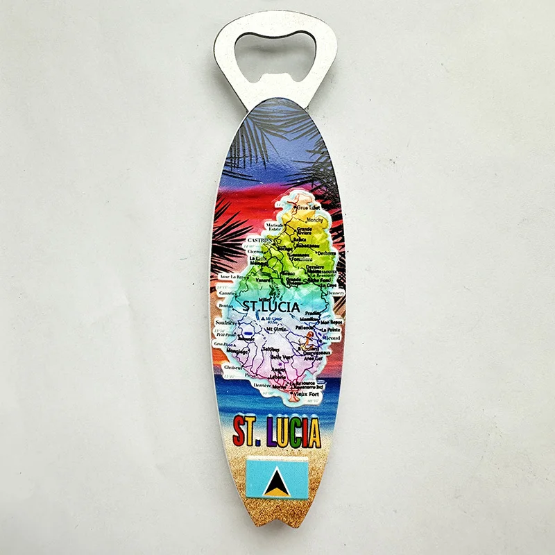 

Saint Lucia Travel Souvenir Creative Map Bottle Opener 3D Decoration Fridge Magnet Gift